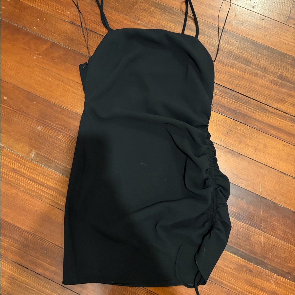 Zara black mini dress with cinching on side